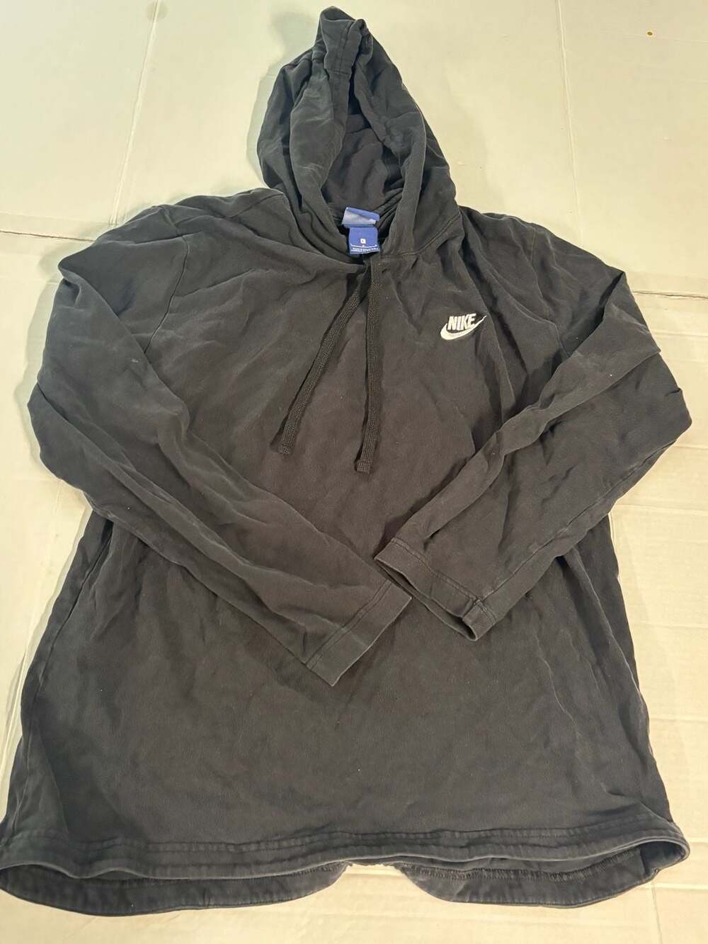 Nike Hoodie Sweatshirt Mens Black Pullover White Logo Men’s Large